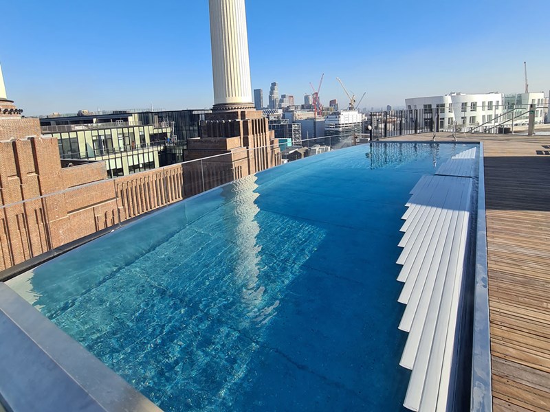 art’otel at battersea power station london rooftop pool and cover