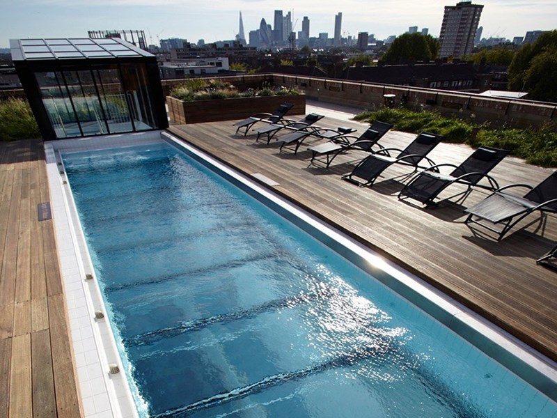 Sidworth Street London rooftop pool with view