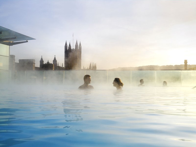 Thermae Bath Spa Rooftop Pool with People