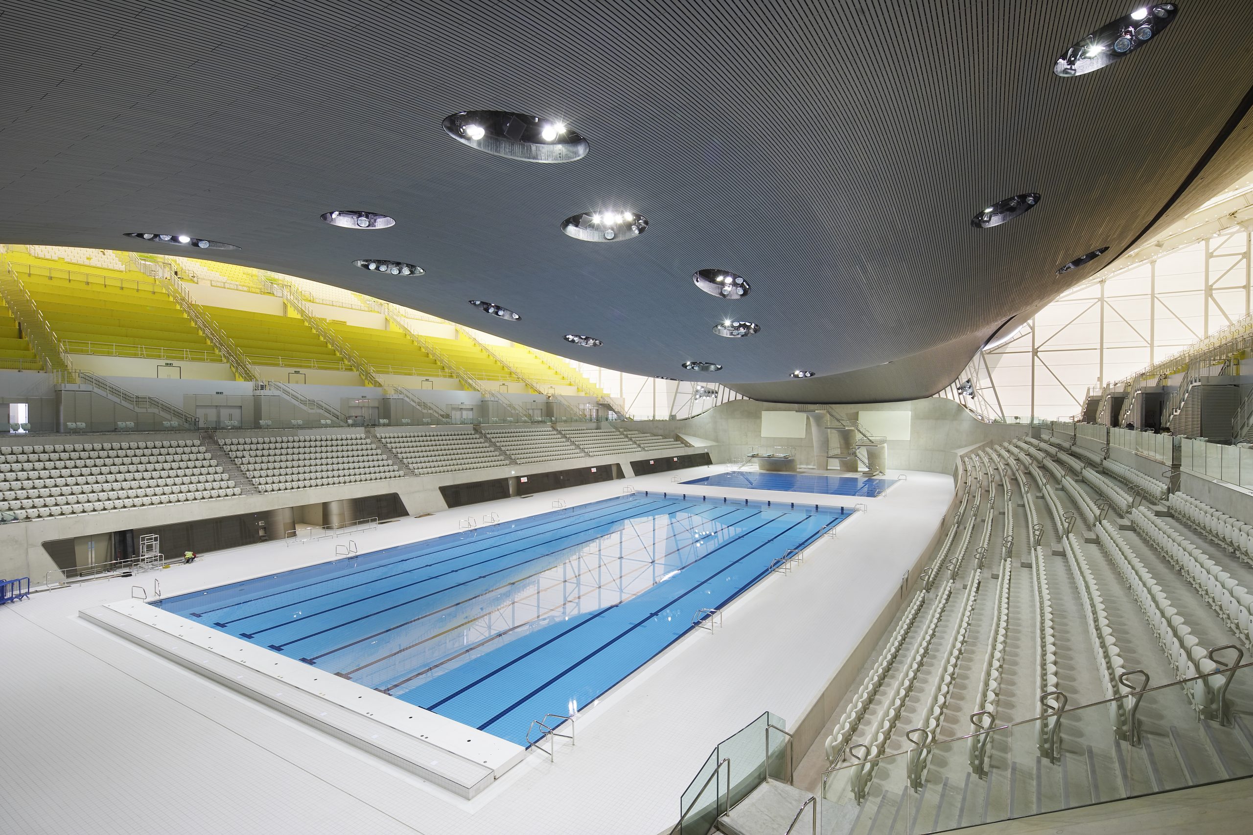 The photographers Hufton + Crow own the copyright of these images of the London Aquatics Centre by Zaha Hadid Architects.