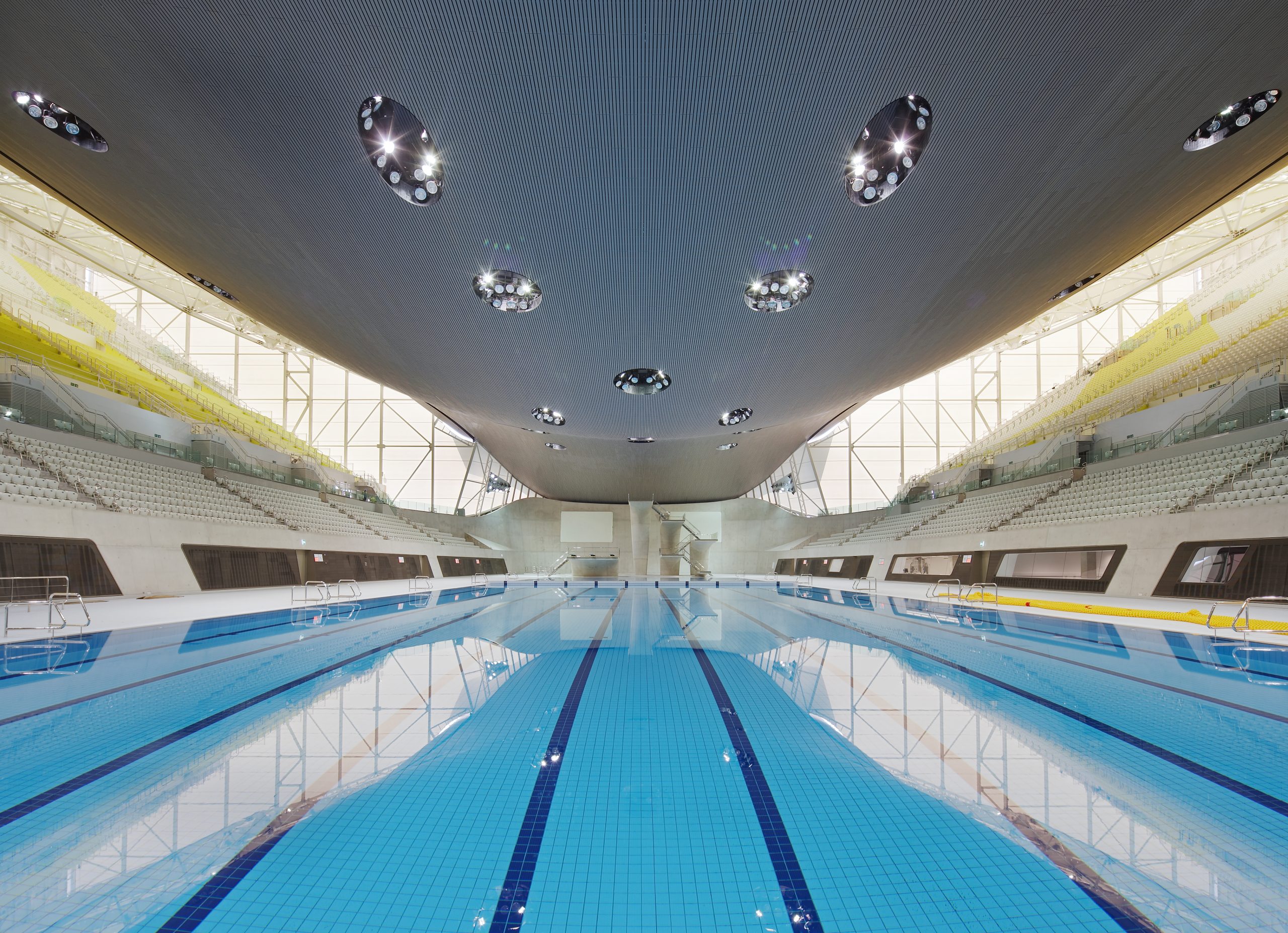 The photographers Hufton + Crow own the copyright of these images of the London Aquatics Centre by Zaha Hadid Architects.